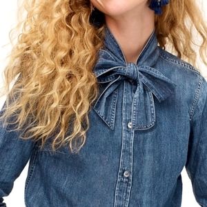 NWT J. CREW | Chambray Neck Tie Blouse